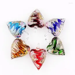 Naszyjniki wiszące q hurtowe 6pcs ręcznie robione murano lampwork glass mix kolorowy serce