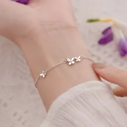 Designer Jewelry 925 Silver Diamond-Studded Adjustable Bracelet Women's Fashion Temperament Flower Butterfly Bracelet