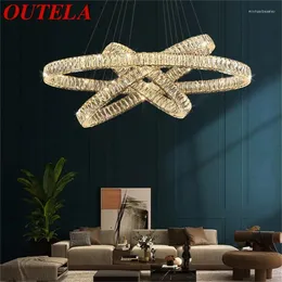 Pendant Lamps OUTELA European Lamp Luxury Crystal Round Rings LED Fixtures Decorative Chandelier For Dinning Room Bedroom