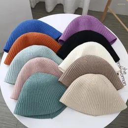 Berets 5 Colors Fashion For Women Fisherman Bucket Hats Knitting Wool Winter Hat Warm Caps Dome Panama