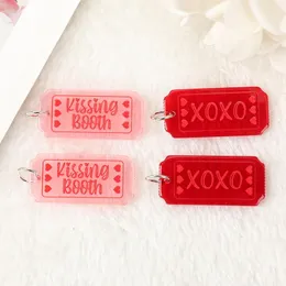 Charms 8pcs Valentine Acrylic xoxo 키스 부스 보울리 목걸이 키 체인 DIY 제작