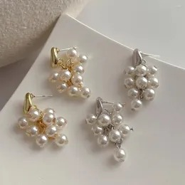 Brincos de garanhão FFLACELL Coreano Moda Verão Corda de Uva Pérola Tassel Studs para Mulheres Menina Personalidade Jóias