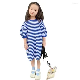 Girl Dresses Baby Girls Sweater Dress Spring Summer Kids Short Sleeve Striped Toddler Causal Clothes Children's Clothing2-8T