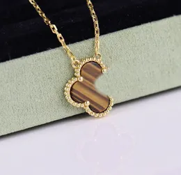 2024Luxurious quality flower pendant necklace with tiger eye stone in 18k gold plated women wedding jewelry gift Drop shipping
