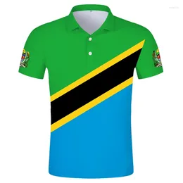 Polos masculinos tanzânia polo camisa diy livre feito sob encomenda nome tza nação bandeira tz tanzaniano suaíli país impressão po texto roupas