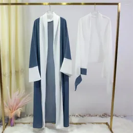 Ethnic Clothing Fashion Opened Muslim Dresses With Scarf Abaya Hijab Female Full Length Cardigan Flare Sleeve Islamic Eid Ramadan