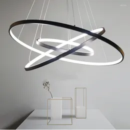 Pendelleuchten Moderne Ring-LED-Leuchten Fernbedienung Dimmen für Schlafzimmer Wohnzimmer Restaurant Home Decor Kronleuchter