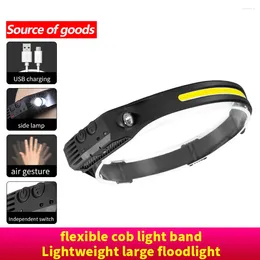 Headlamps Emergency Head Motion Sensor LED Forehead USB Charging Built-In Battery For Outdoor Fishing Camping Hiking