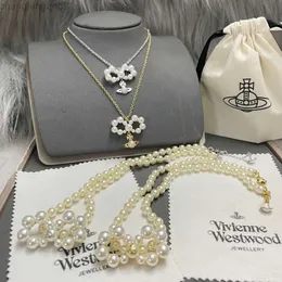 Дизайнер Vivianes Westwoods Jewelry Viviennr Queen Mother жемчужное ожерелье с бантом Tiktok