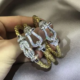 Chaussure Freddy Krueger Nail Bracelet Designer Brocelet for Luxury Jewelry Freds Feijias New Titanium Steel Inlaid Black Diamond Leather Rope Horseshoe8sh