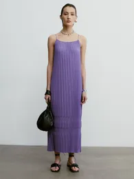 Casual Dresses Miyake Pleated Spaghetti Strap Bookmark Suspender Dress Women 2024 Summer Designer Fashion Beach Korean Style Clothes