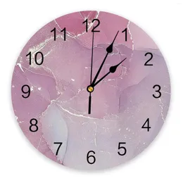 Zegary ścienne marmurowa konsystencja różowa cicha dekoracja salonu Dekoracja do domu Domowa sypialnia wystrój kuchni