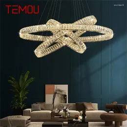 Pendant Lamps TEMOU European Lamp Luxury Crystal Round Rings LED Fixtures Decorative Chandelier For Dinning Room Bedroom