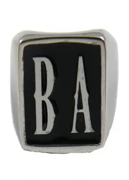 FANSSTEEL Maßgeschneiderter Ring aus Edelstahl mit 2 Initialen, Alphabet BA, Namensbuchstaben, Brüder, Schwestern, personalisiertes Geschenk für Herren, Damen, Herren, Schild 4883946