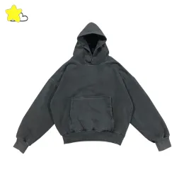 Tecido pesado melhor qualidade dupla camada oversized hoodie com capuz masculino feminino vintage lavado preto streetwear pullovers