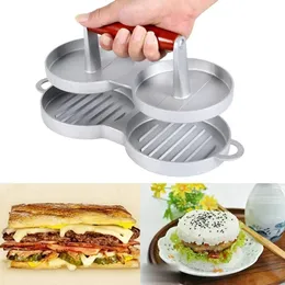 Double Grid Double Hole Burger Meat Press Machine Hamburger Press Non-Stick Minced Steak Press Hamburger Mold Kitchen Tools 240219