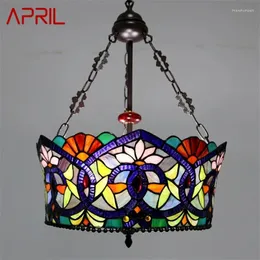 Pendant Lamps APRIL Tiffany Lamp LED Creative Color Glass Vintage Hanging Light Decor For Home Dining Room Bedroom El