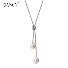 Fashion natural Freshwater pearl pendant for women 925 sterling silver Double pearl pendant necklace chain bridal gift 240220