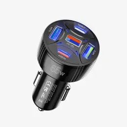 With box package 65w A+C Fast Car Charger Portable 5 Port USB+Type-C PD Charge Quick QC3.0 For iphone samsung xiaomi huawei Mobile Phone Chargers