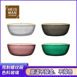 Bowls Withered Customized Wholesale Colored Glass Creative Threaded Meal Household Gold Edged Salad Round