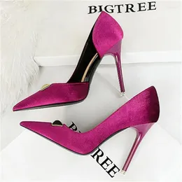 Dress Shoes BIGTREE Fashion Banquet High Heels Sexy Silk Dancing Shallow Pointed Side Hollowing Woman Pumps Single Women