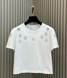 Marca mesmo estilo camiseta feminina 2024 nova primavera verão o pescoço manga curta moda milão pista camiseta designer topos 0225-5