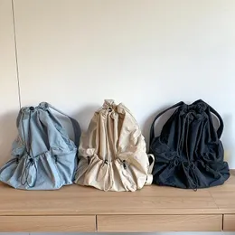 Sacos escolares versão coreana mulheres 2024 outono mochila concisa casual nylon para estudantes universitários string