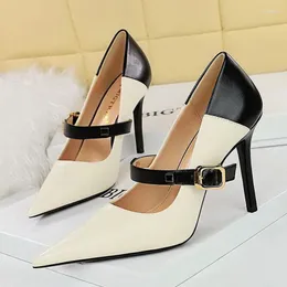 Dress Shoes BIGTREE Sexy Fashion Pumps Wedding Elegant Women's Heels Shallow Mouth Pointed Belt Buckle Single Party