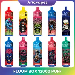 Original Fluum Box Tornado 12000 Puffs Disposable E Cigaretter Vape Pen 20 ml POD 650mAh Uppladdningsbart batteri Kina autentiska grossist vapers desechables puff 12k