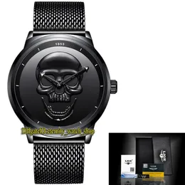 Lige Eternity LG9876 Sport Mens Watches Black Skeleton Dial Quartz Movement Men Watch Steel Case rostfritt Grid Formband333C