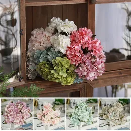 Dekorative Blumen, 32 cm, künstliche Blumenzweige, Hortensien, 6 Köpfe, gefälschte Vintage-Braut mit grünen Pflanzen, DIY-Hausgarten-Hochzeitsdekoration