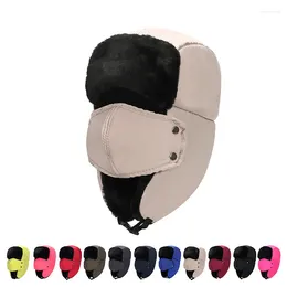 Berets Chapéus Quentes de Inverno para Mulheres Homens Ao Ar Livre À Prova de Vento Ushanka Earflap Pilot Hat Ski Cap Fleece Bomber Trapper Máscara Unissex