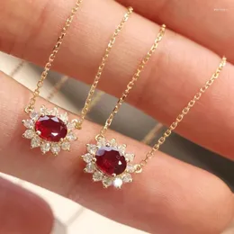Pendants Shiny Red Zircon Pendant Necklace For Women's Exquisite Wedding Bride Clavicle Chain 925 Silver Plated