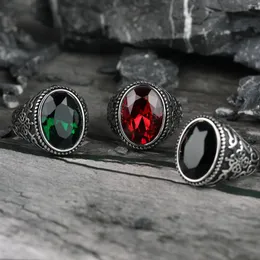 Cluster Rings Nice Heavy Fashion Red Stone Crystal Black Finger For Men Women Gothic Punk Wedding Party Jewelry Factory Outlet Wholesale