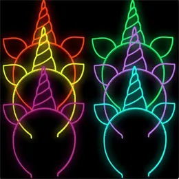 Cerchietto per capelli fluorescente Fascia in plastica Glow In The Dark Forniture per feste Photo Booth Per bambini Adulti Compleanno Decorazione di nozze Fascia per orecchie di gatto