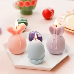 Boowan Nicole Hoppy Bunny e Easter Egg Candela Stampo in silicone Testa di coniglio fai da te Aroma Sapone per la casa Decor 240220