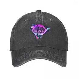 Ball Caps 80s Retro Miami Neon Vaporwave Estetik Gün batımı Kovboy Şapka Kamyoner Erkek Kadınlar Komik Plajı