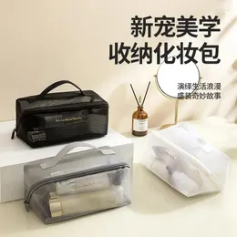 Cosmetic Bags Large Capacity Gauze Makeup Bag Simple Transparent Toiletry Portable Travel Cosmetics Storage
