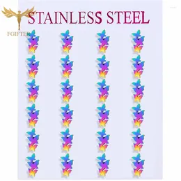 Stud Earrings Unusual Color Three Butterfly Stainless Steel Woman Accessories Girl Birthday Gift 2024 Jewellry