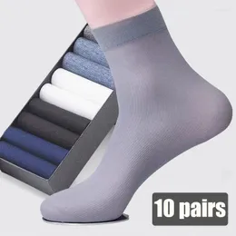 Herrensocken 10 Paare/los Bambusfaser Männer ultradünne atmungsaktive Sommer Frühling Sport lange Business Casual Mann Socke hohe Qualität