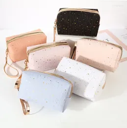 Cosmetic Bags Rain Gold Star Octagon Bag Toiletries Zipper Storage Large Capacity Portable Makeup