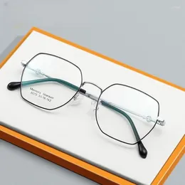 Solglasögonramar 51mm Ultra Light Retro Large Frame Polygonal Memory Titanium Alloy Metal Glasses Myopia Spectacle 8013