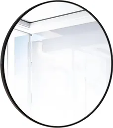 Espelho redondo de 12 ", círculo, montado na parede, pendurado ou contra a parede, moldura de metal, espelhos de maquiagem para entrada, quarto, banheiro, sala de estar, 12 polegadas, preto, pequeno