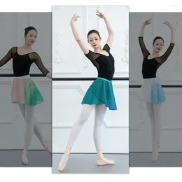 Sahne Giyim Bale Etek Kadın Kız Dans Şakası Dans Giysileri Mini Chiffon Uygulama Gradyan Jimnastik