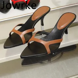 Kapcie seksowne buty na wysokim obcasie Kobiety spiczaste stóp stiletto damskie impreza ślubna sandalias de las Mujer Designer Pumps