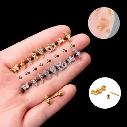 Cartigale örhänge Helix Skruvvinge Fjäril Boll Skivstång Studs Surgiskt rostfritt stålörhängen Mikro Inlagd Zirkonmask Stud Piercing Body Jewelry