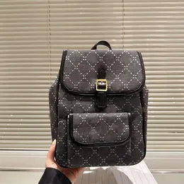 Retro designer bag top quality logo printed leather patchwork with snap-on opening and closing schoolbag backpack conventional ladies classic black multicolor.