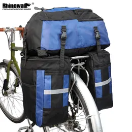 Rhinowalk Bike Pannier Bag 3 In 1 Waterproof Rear Seat Pack Large Capacity Luggage Saddle Bag Backpack Carrier With Rain Cover 240219