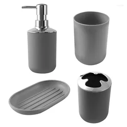 Bath Accessory Set 4 Pcs Plastic Bathroom Toilet Brush Accessories With Toothbrush Holder Cup