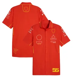 Polos męski F1 2024 T-shirt Nowy Formula 1 Męskie koszulki Polo T-shirt Motorsport No.16 i nr 55 Red T-Shirt Fan koszule koszulka Jersey Na6y
